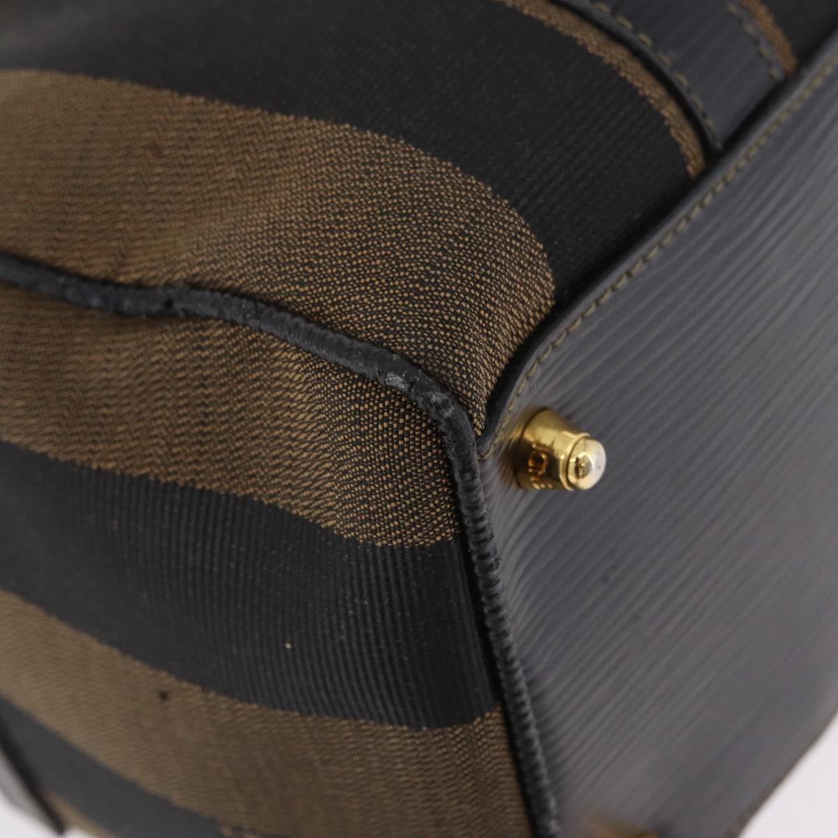 FENDI Pecan Mini Boston Bag Canvas 2way Brown Gold Tone Auth mr3030A