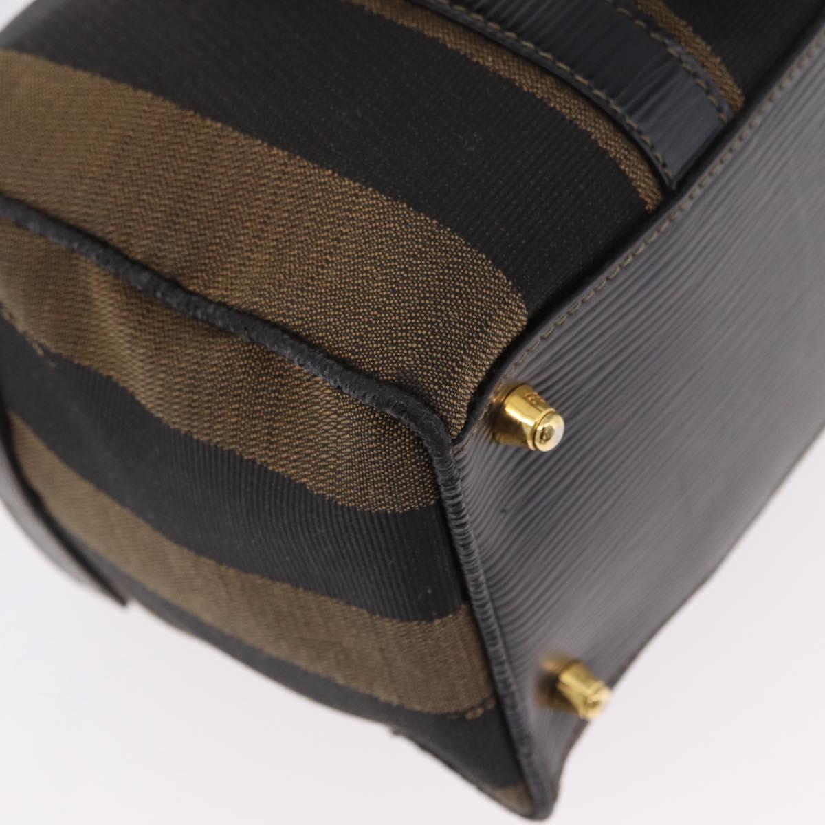FENDI Pecan Mini Boston Bag Canvas 2way Brown Gold Tone Auth mr3030A