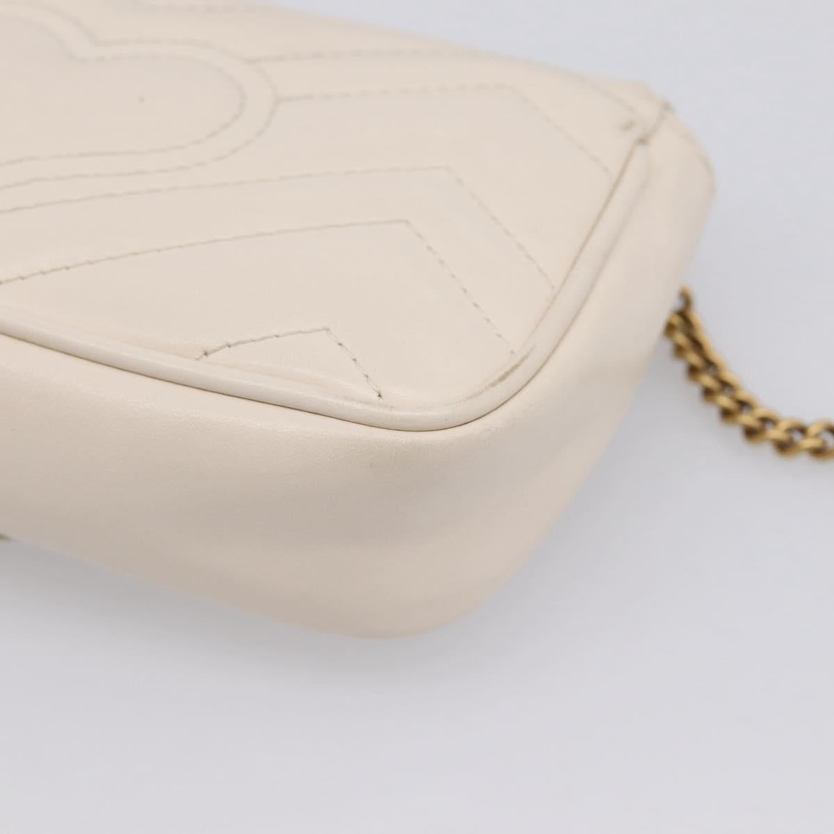 GUCCI Chain Shoulder Bag Leather Beige Gold Tone 476433 Auth mr3031V