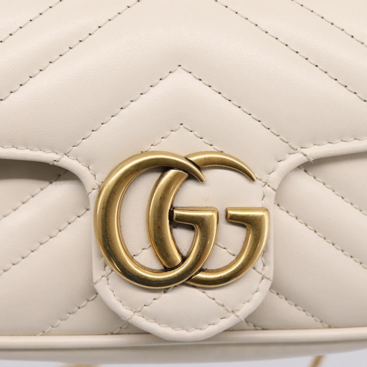 GUCCI Chain Shoulder Bag Leather Beige Gold Tone 476433 Auth mr3031V
