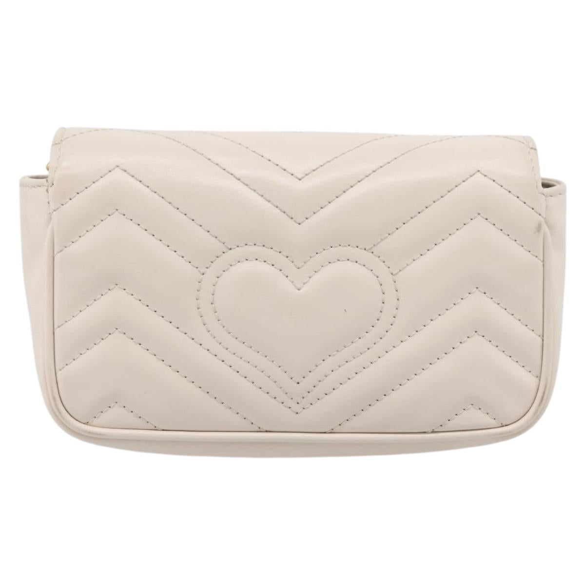 GUCCI Chain Shoulder Bag Leather Beige Gold Tone 476433 Auth mr3031V