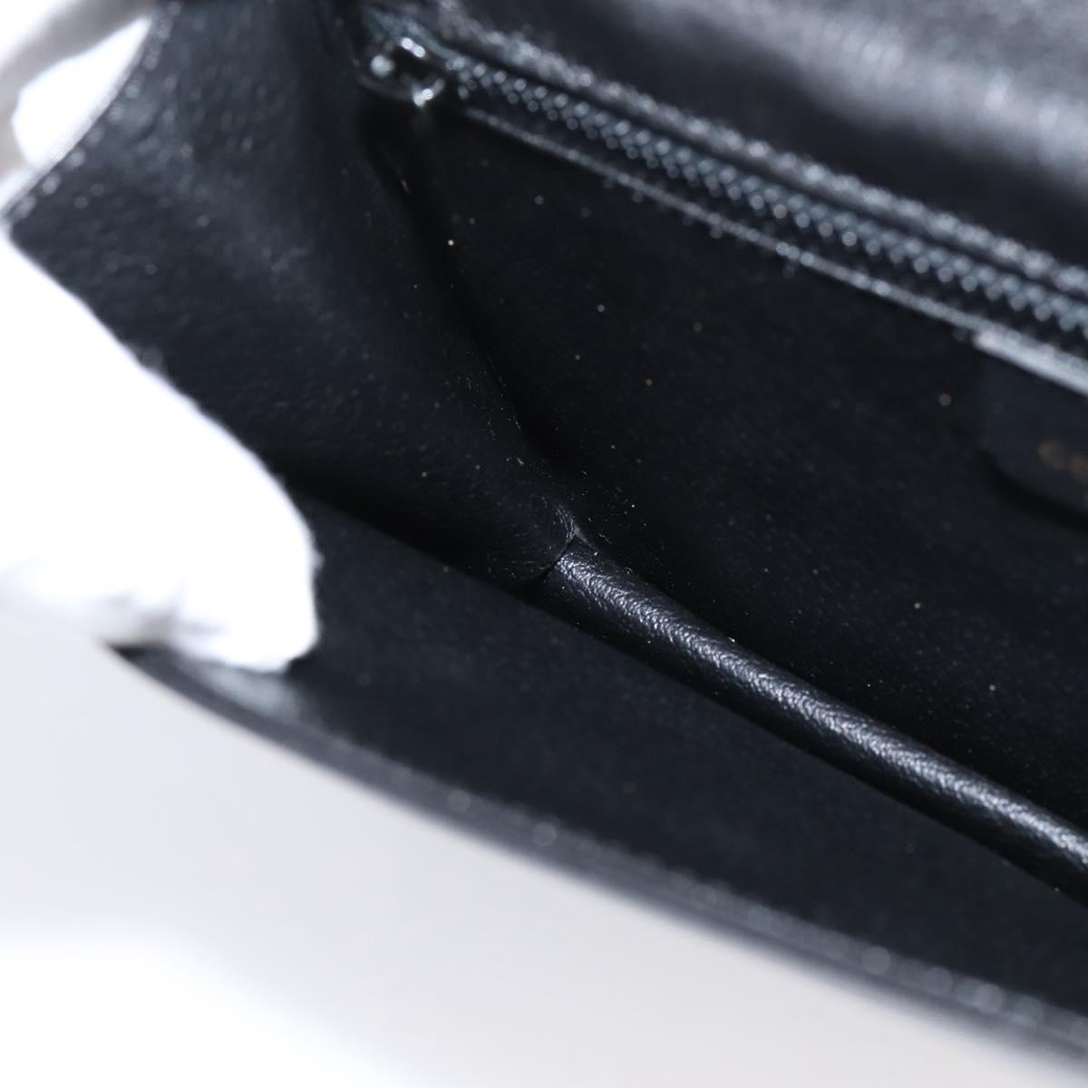 CELINE Hand Bag Leather 2way Black Gold Tone Auth mr3033V