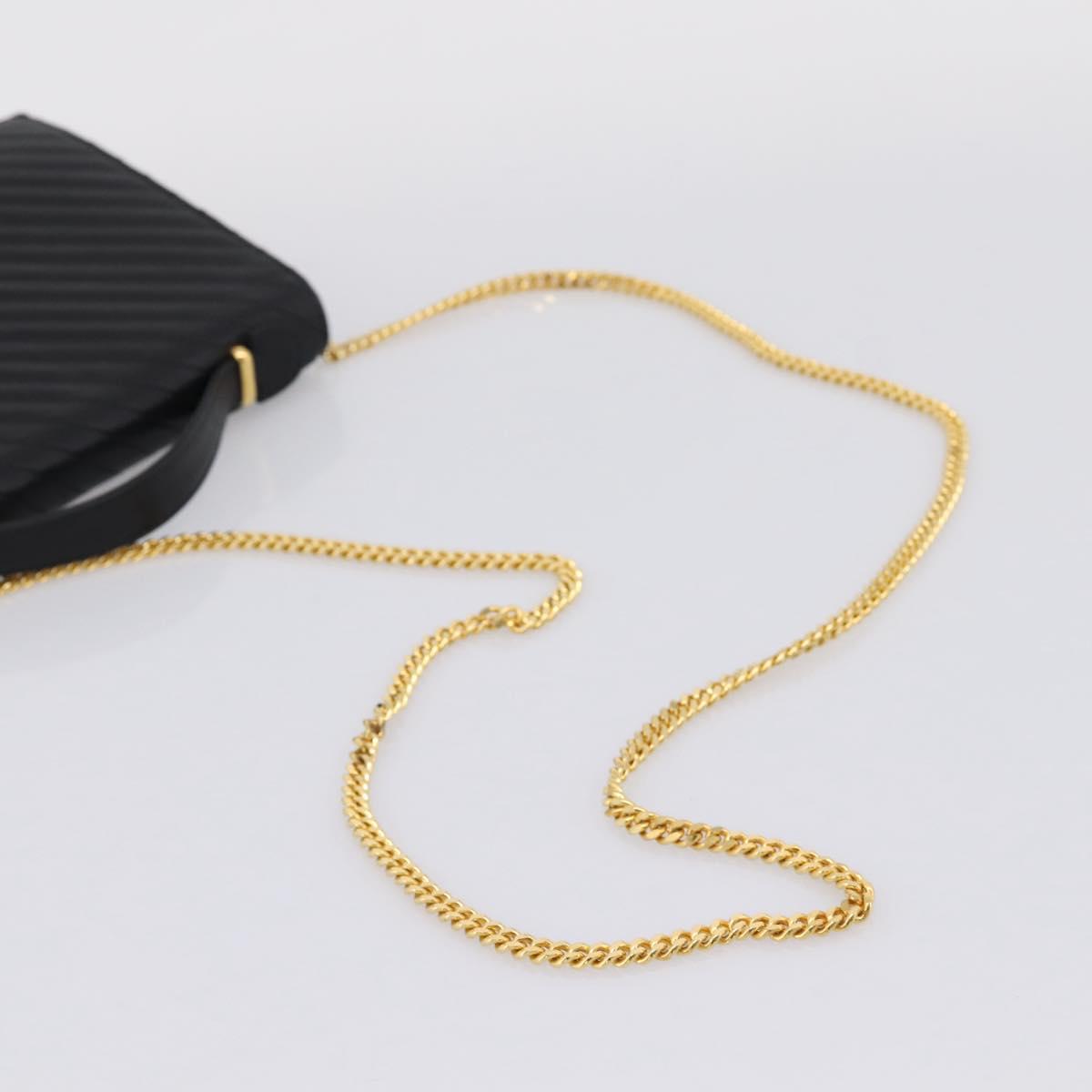 CELINE Hand Bag Leather 2way Black Gold Tone Auth mr3033V