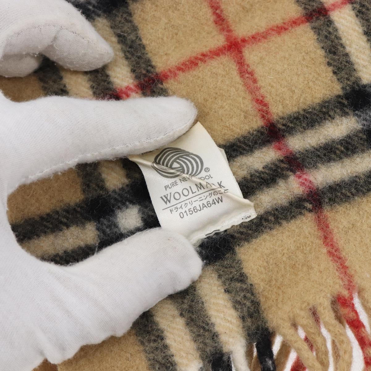 BURBERRY Nova Check Scarf Wool Beige Auth mr3035