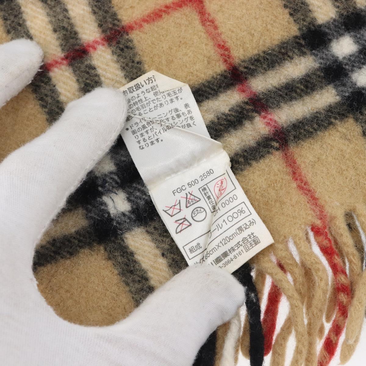 BURBERRY Nova Check Scarf Wool Beige Auth mr3035