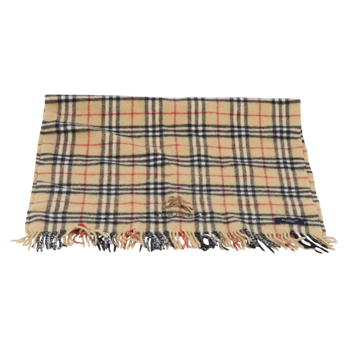 BURBERRY Nova Check Scarf Wool Beige Auth mr3035