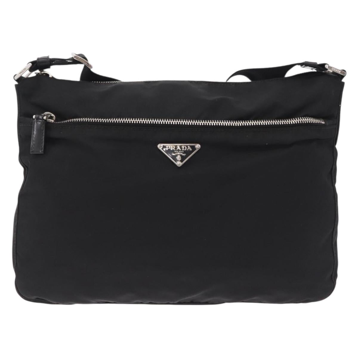 PRADA Shoulder Bag Nylon Black Silver Auth mr3036A