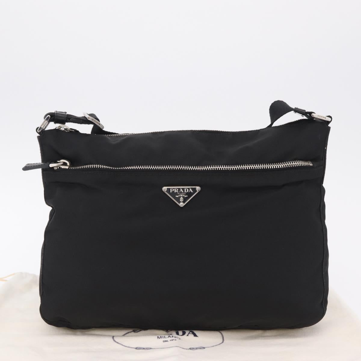PRADA Shoulder Bag Nylon Black Silver Auth mr3036A