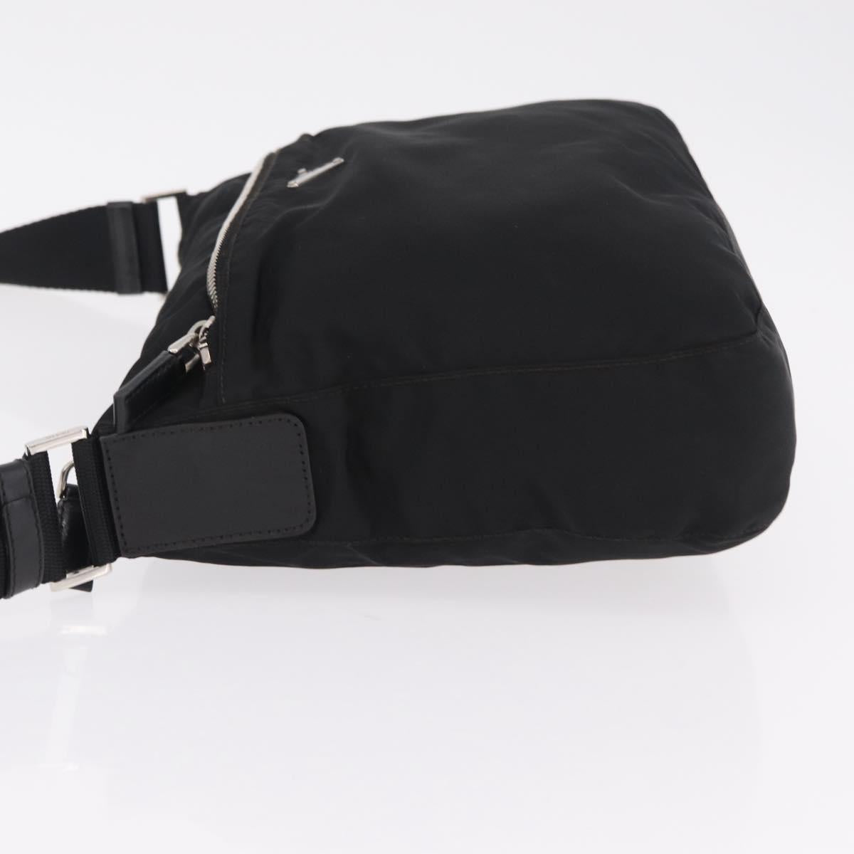 PRADA Shoulder Bag Nylon Black Silver Auth mr3036A