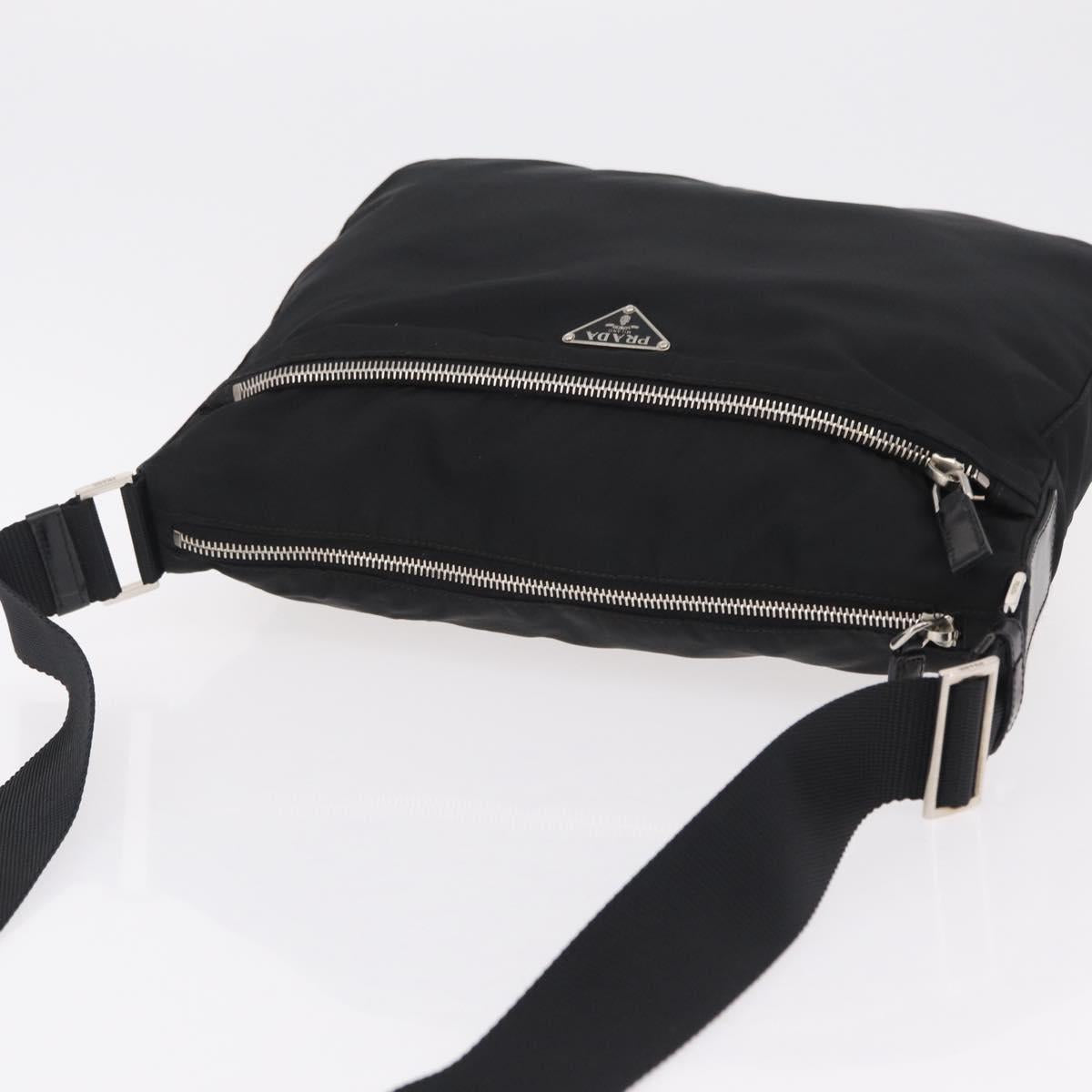 PRADA Shoulder Bag Nylon Black Silver Auth mr3036A