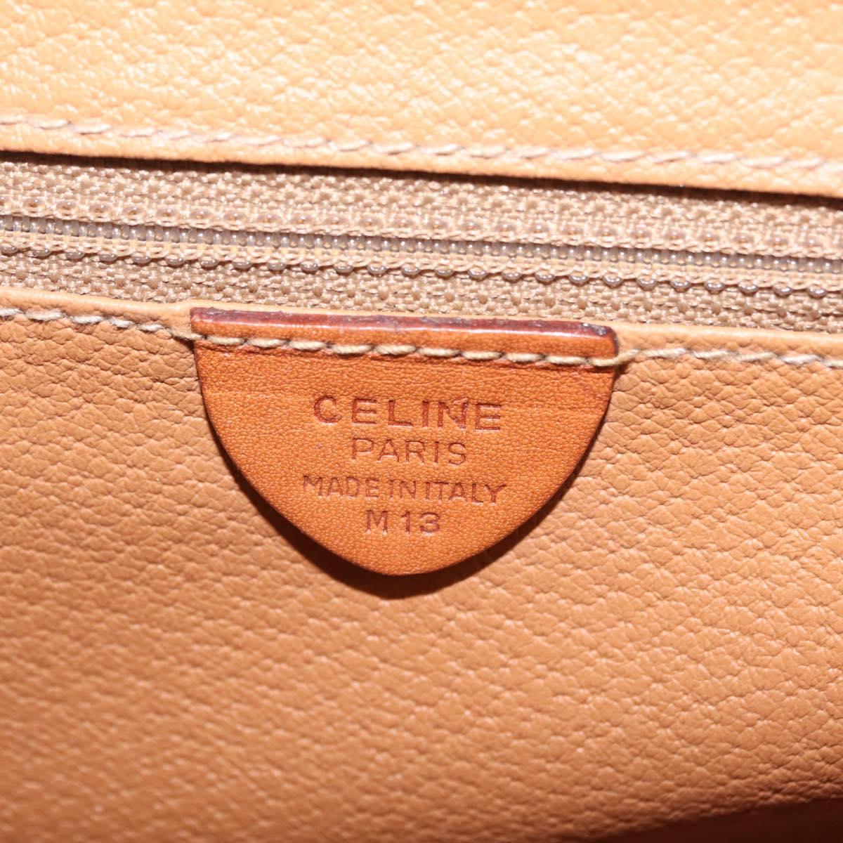 CELINE Macadam Shoulder Bag PVC Brown Gold Tone Auth mr3037A