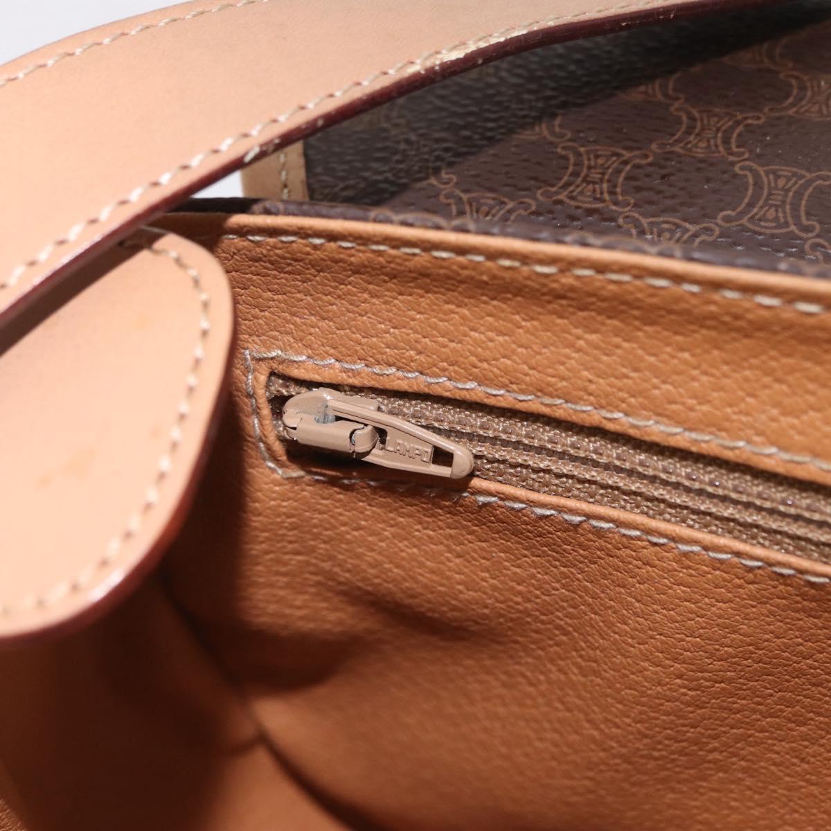 CELINE Macadam Shoulder Bag PVC Brown Gold Tone Auth mr3037A