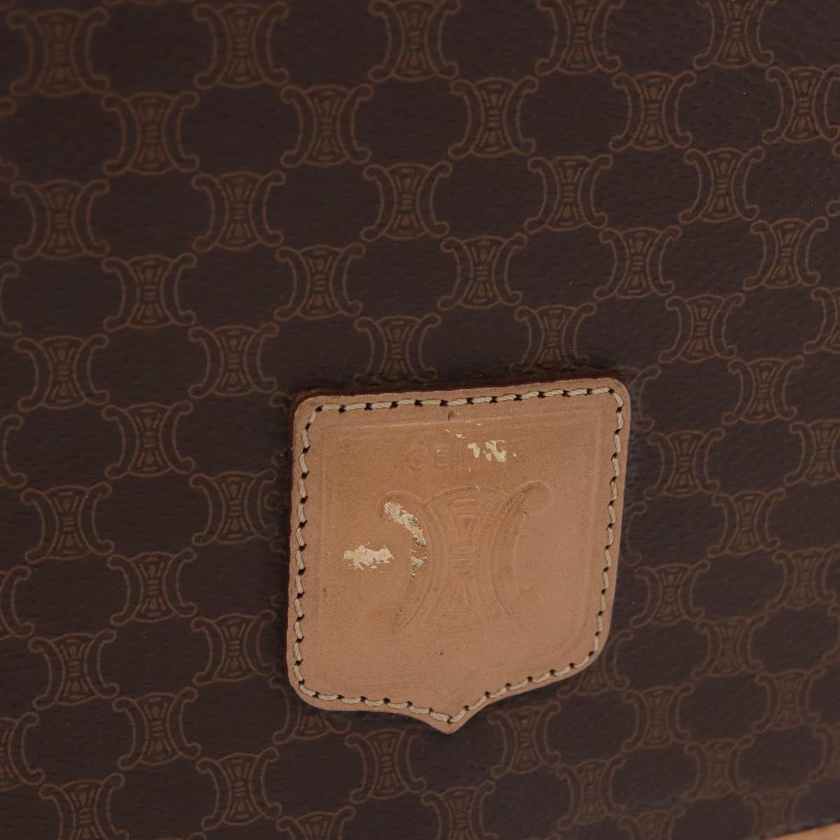 CELINE Macadam Shoulder Bag PVC Brown Gold Tone Auth mr3037A