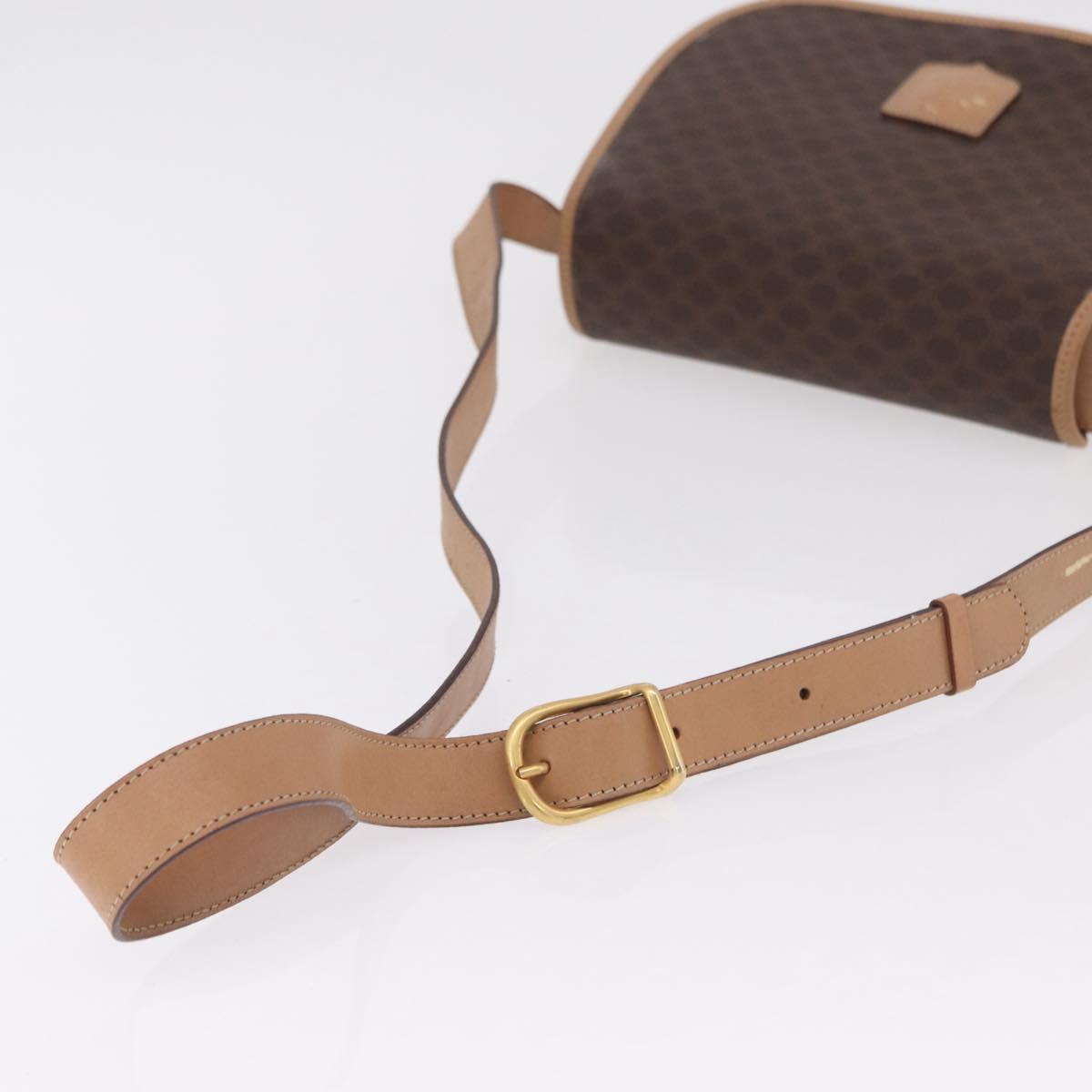 CELINE Macadam Shoulder Bag PVC Brown Gold Tone Auth mr3037A