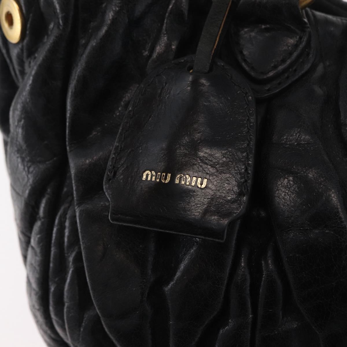 Miu Miu Hand Bag Leather Black Gold Tone Auth mr3040A
