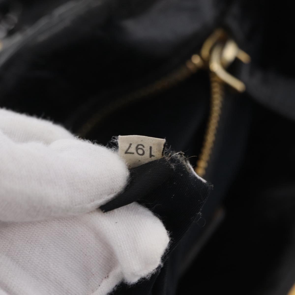 Miu Miu Hand Bag Leather Black Gold Tone Auth mr3040A