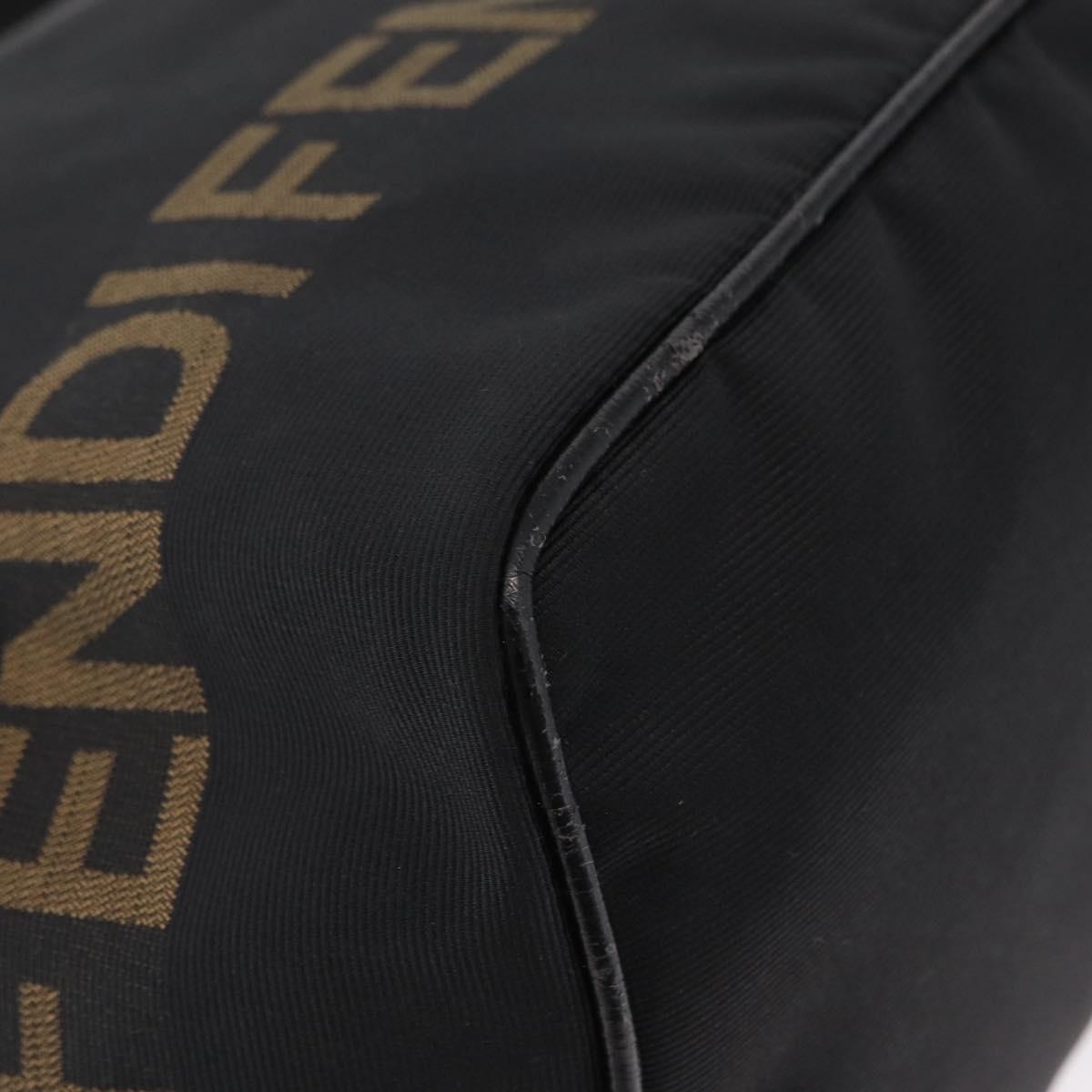 FENDI Shoulder Bag Canvas Black Gold Tone Auth mr3048A