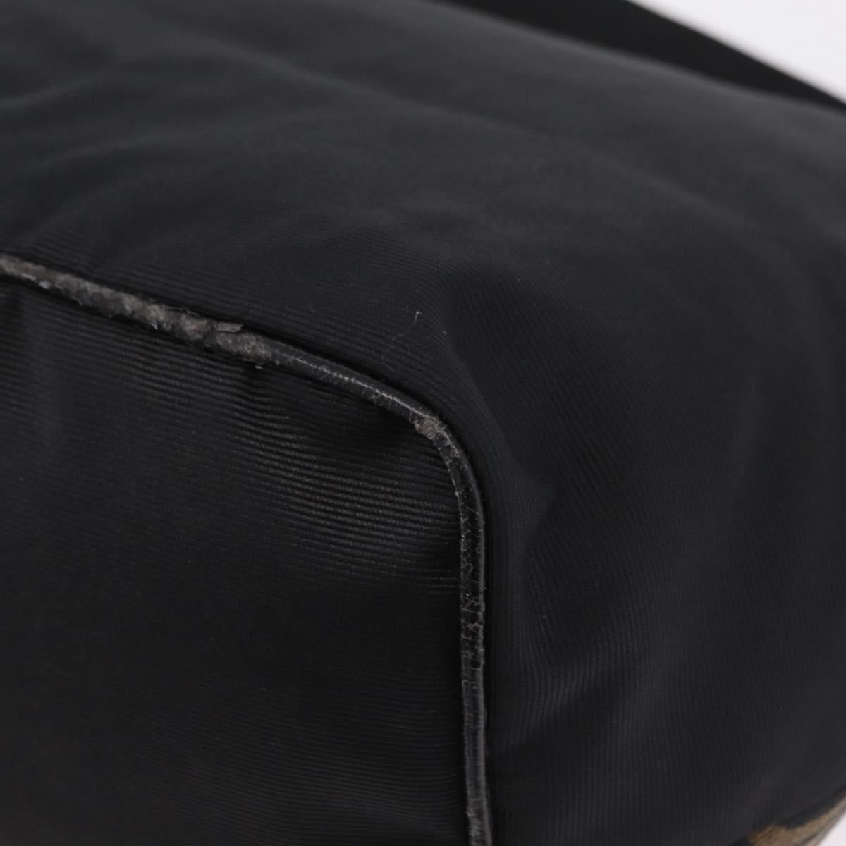 FENDI Shoulder Bag Canvas Black Gold Tone Auth mr3048A