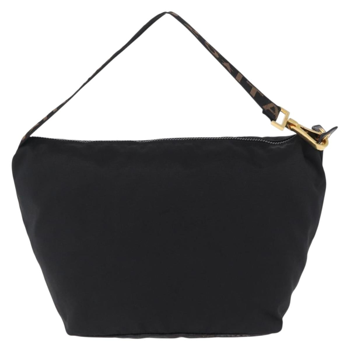 FENDI Shoulder Bag Canvas Black Gold Tone Auth mr3048A