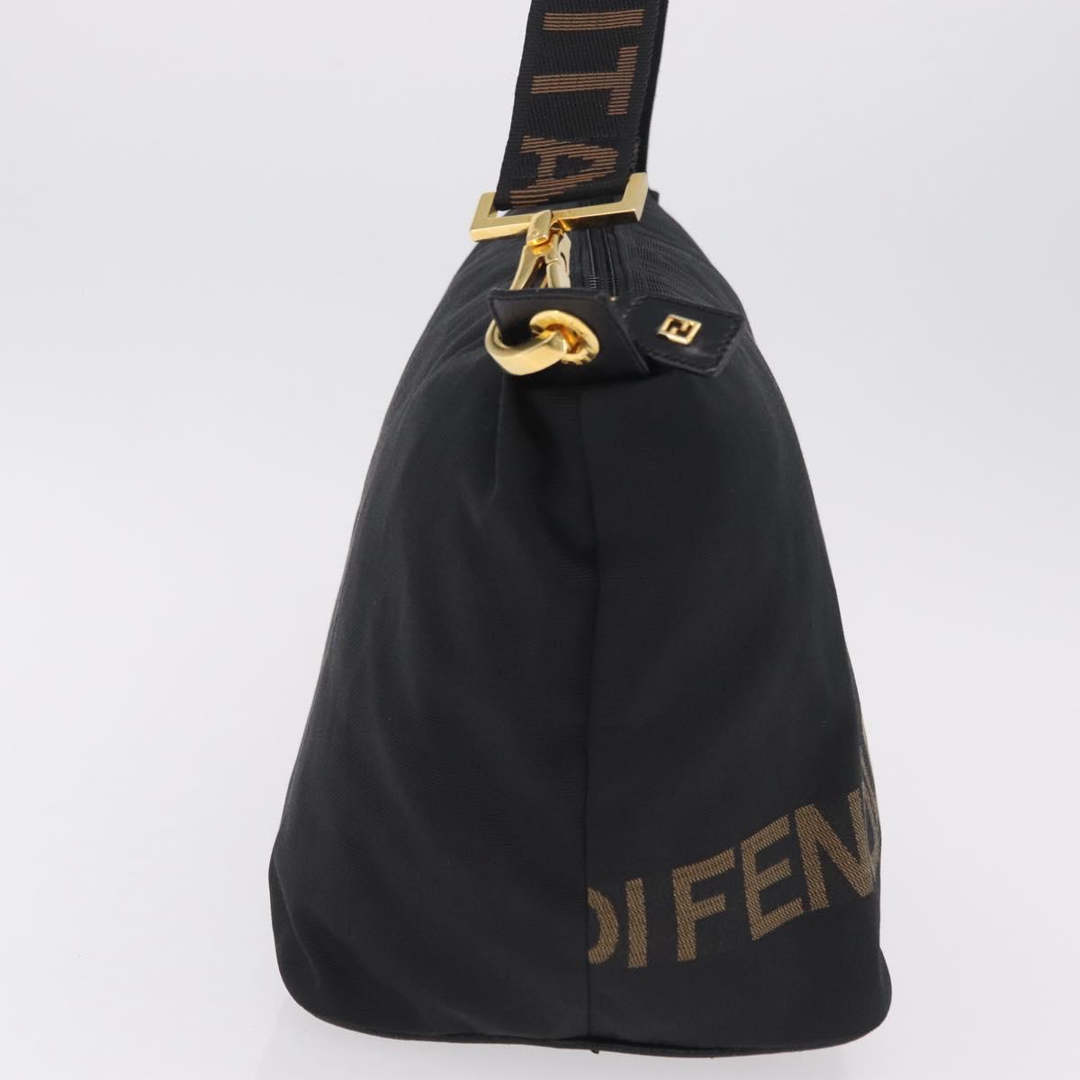 FENDI Shoulder Bag Canvas Black Gold Tone Auth mr3048A