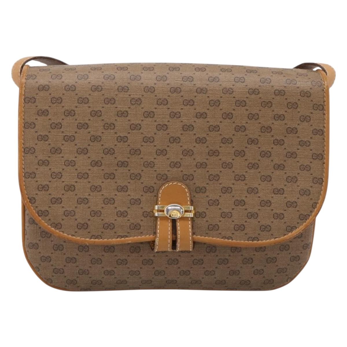 GUCCI Micro GG Shoulder Bag PVC Beige Gold Tone 001 406 1780 Auth mr3049