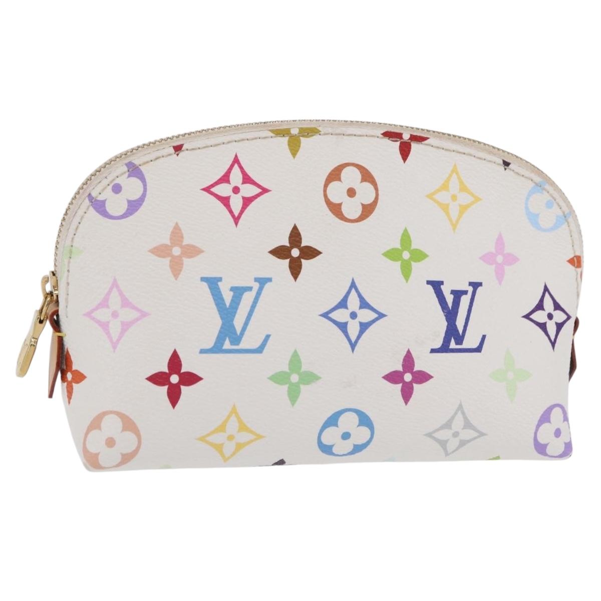 LOUIS VUITTON Monogram Multicolor Pochette Cosmetic PM White M47354 Auth mr3050V