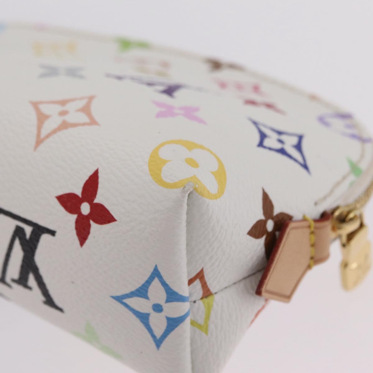 LOUIS VUITTON Monogram Multicolor Pochette Cosmetic PM White M47354 Auth mr3050V