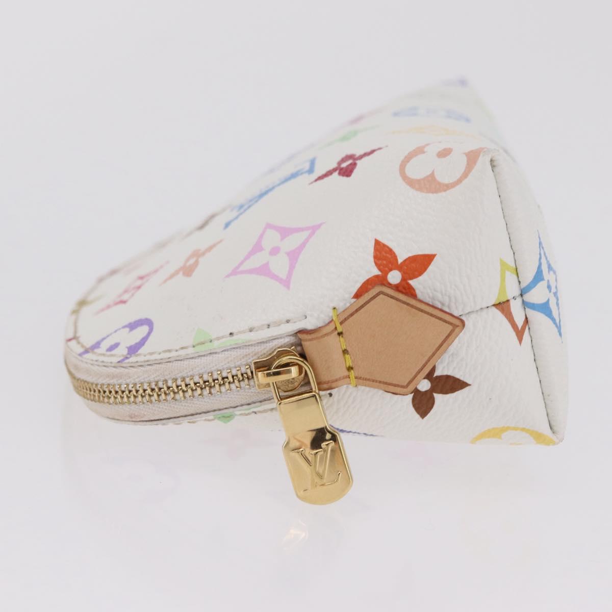 LOUIS VUITTON Monogram Multicolor Pochette Cosmetic PM White M47354 Auth mr3050V
