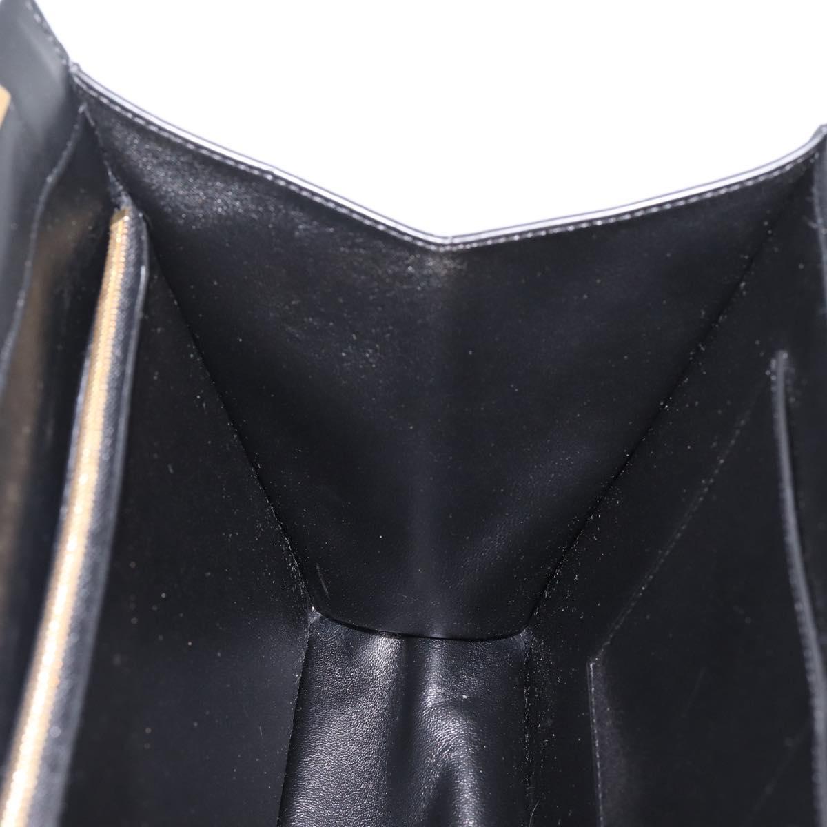 CELINE Soft Clasp Medium Shoulder Bag Leather Black Gold Tone Auth mr3051SM