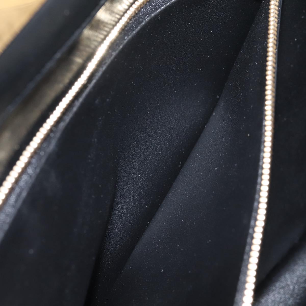 CELINE Soft Clasp Medium Shoulder Bag Leather Black Gold Tone Auth mr3051SM
