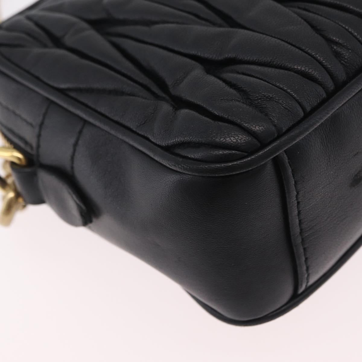 Miu Miu Chain Shoulder Bag Leather Black Gold Tone Auth mr3052V