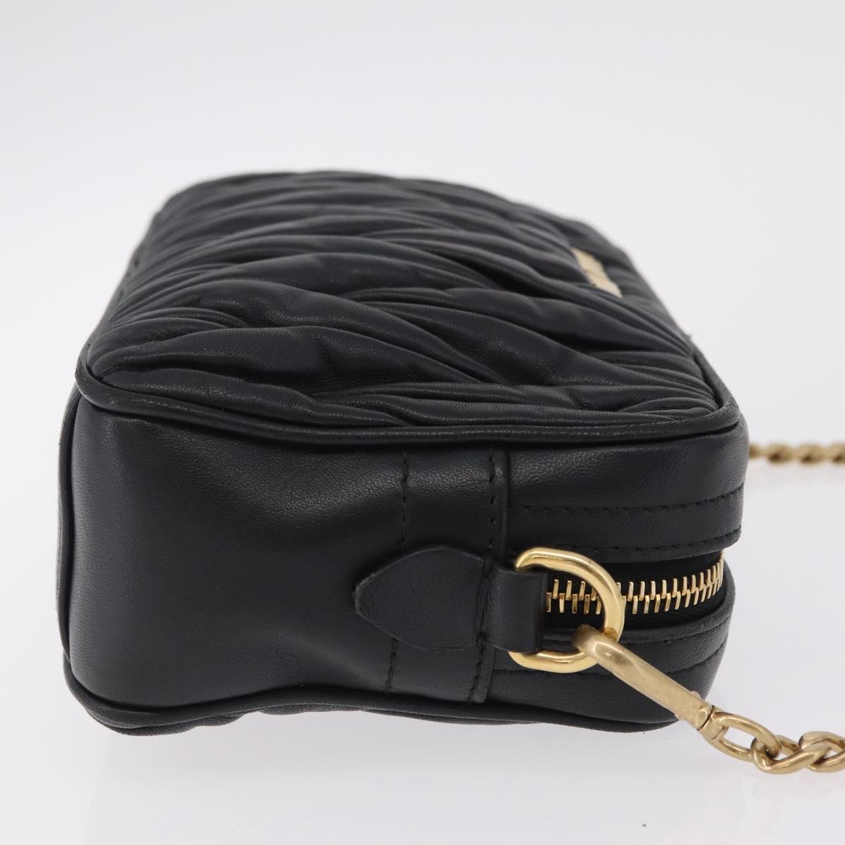 Miu Miu Chain Shoulder Bag Leather Black Gold Tone Auth mr3052V