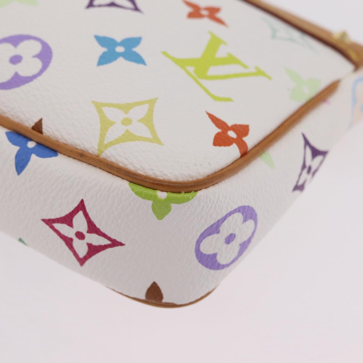 LOUIS VUITTON Monogram Multicolor Pochette Accessoires White M92649 Auth mr3053V