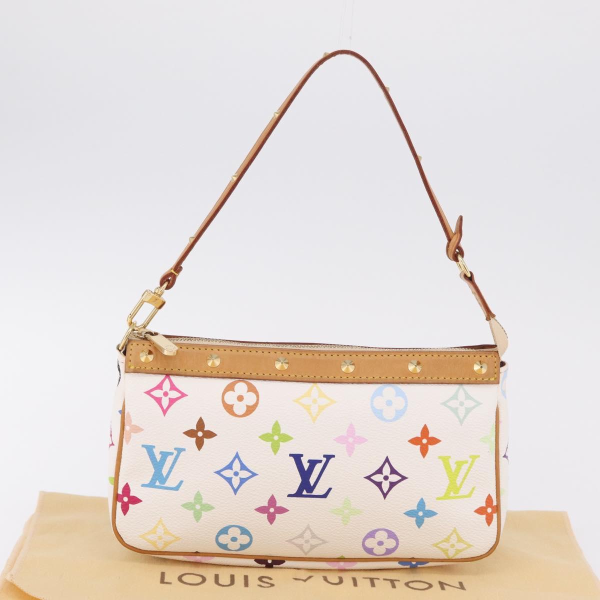 LOUIS VUITTON Monogram Multicolor Pochette Accessoires White M92649 Auth mr3053V