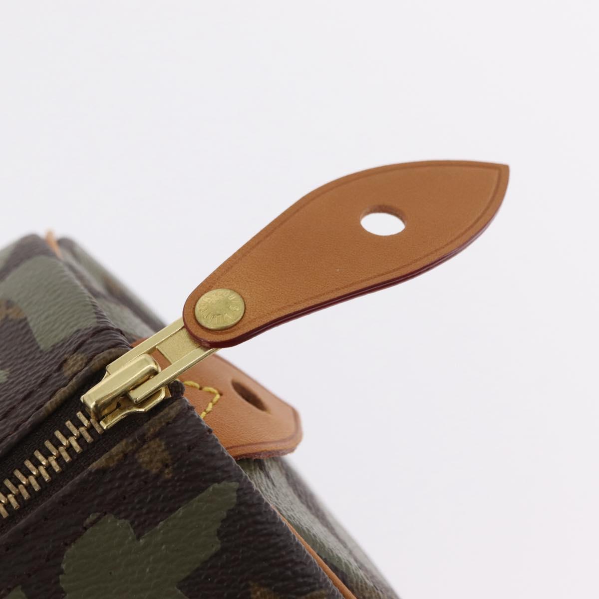 LOUIS VUITTON Monogram Graffiti Speedy 30 Hand Bag Khaki M92194 LV Auth mr3054SAV