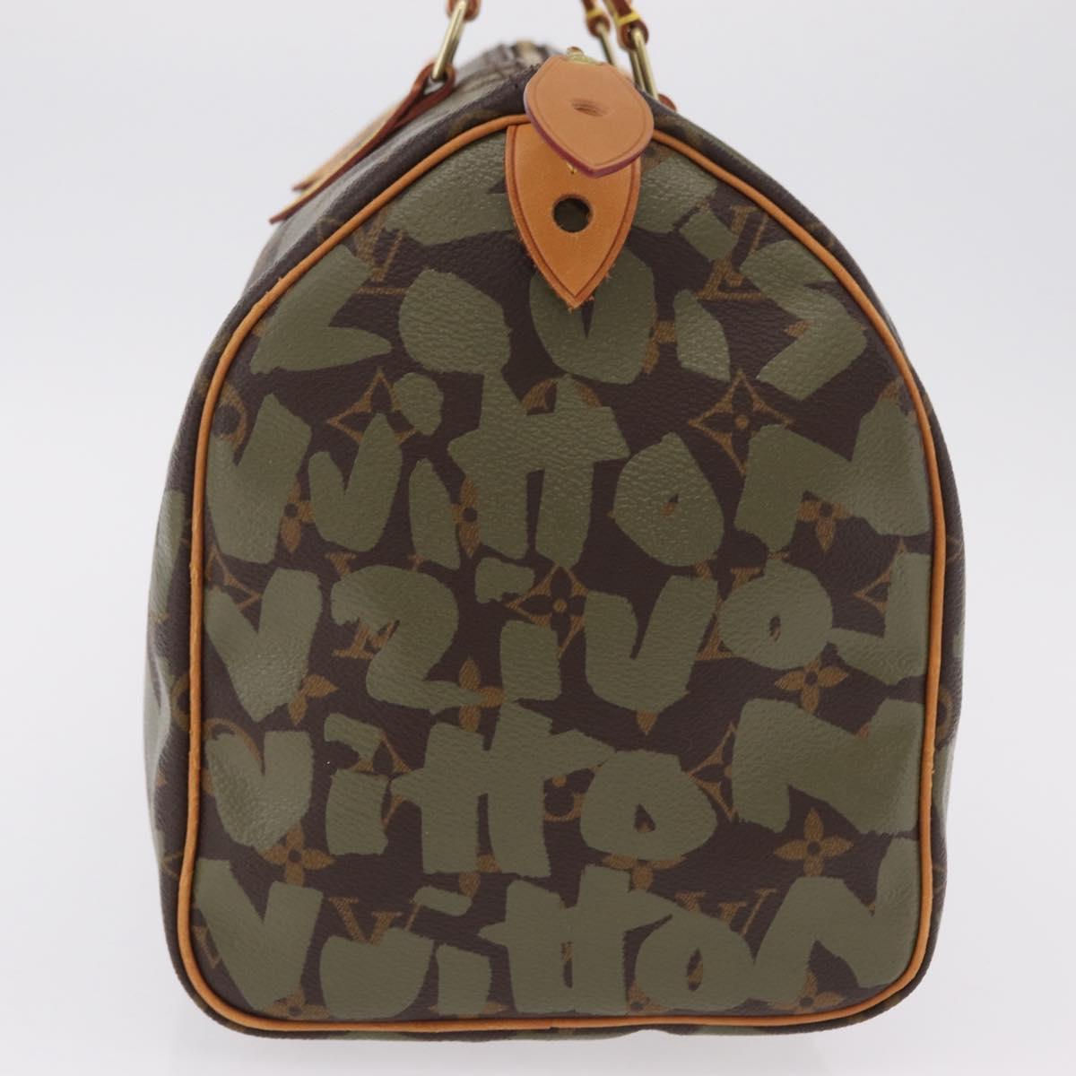 LOUIS VUITTON Monogram Graffiti Speedy 30 Hand Bag Khaki M92194 LV Auth mr3054SAV