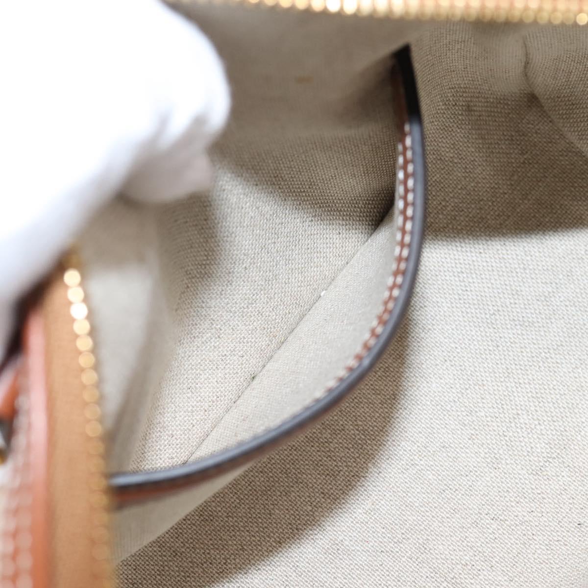 CELINE Hand Bag Canvas 2way Beige Gold Tone Auth mr3055V