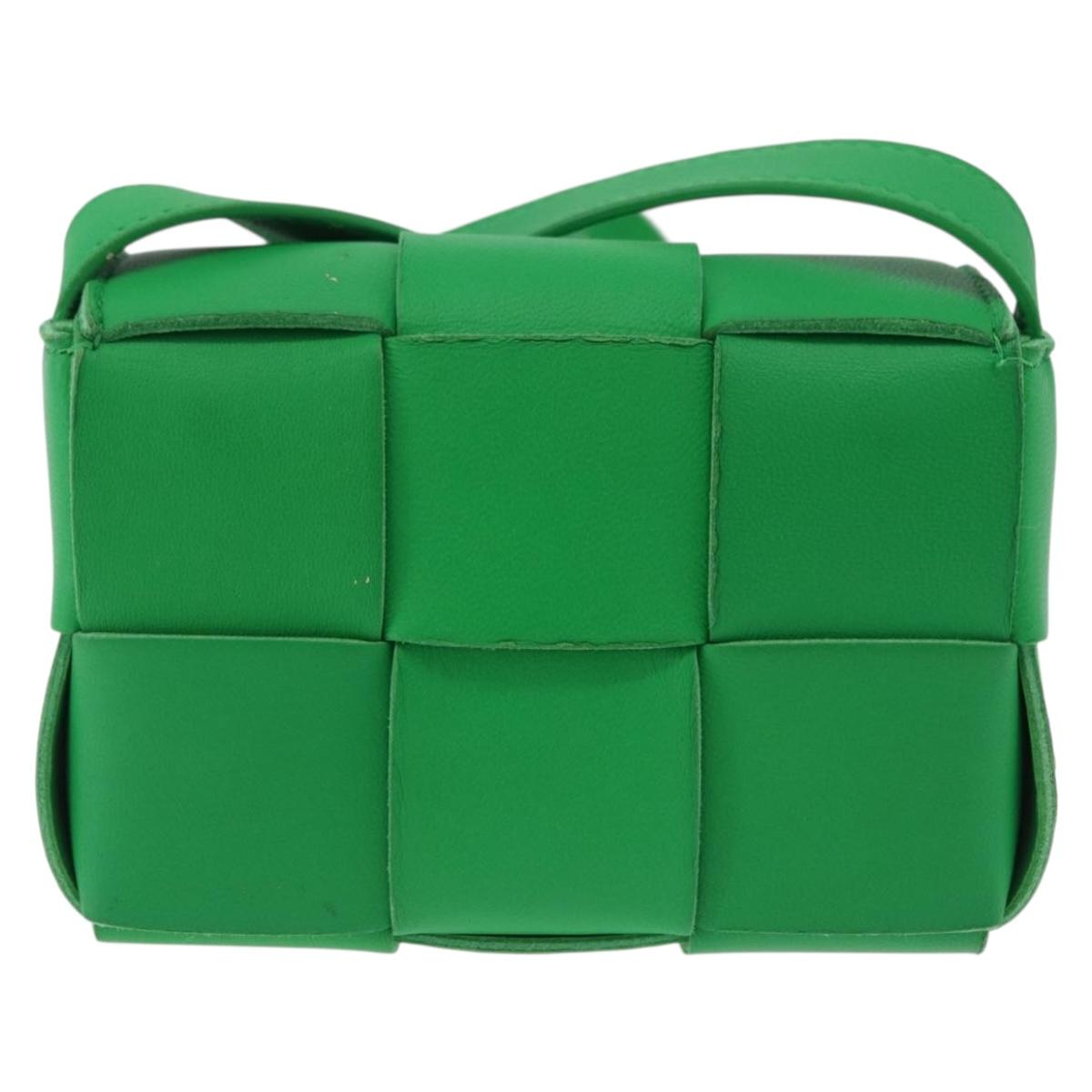 BOTTEGA VENETA MAXI INTRECCIATO Candy Cassette Bag Leather Green Auth mr3056A