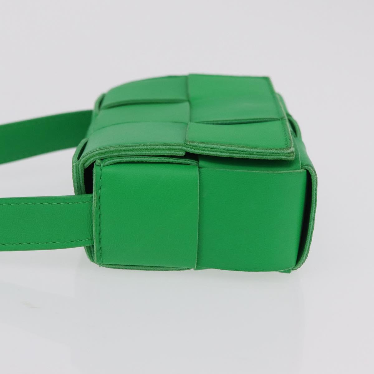 BOTTEGA VENETA MAXI INTRECCIATO Candy Cassette Bag Leather Green Auth mr3056A