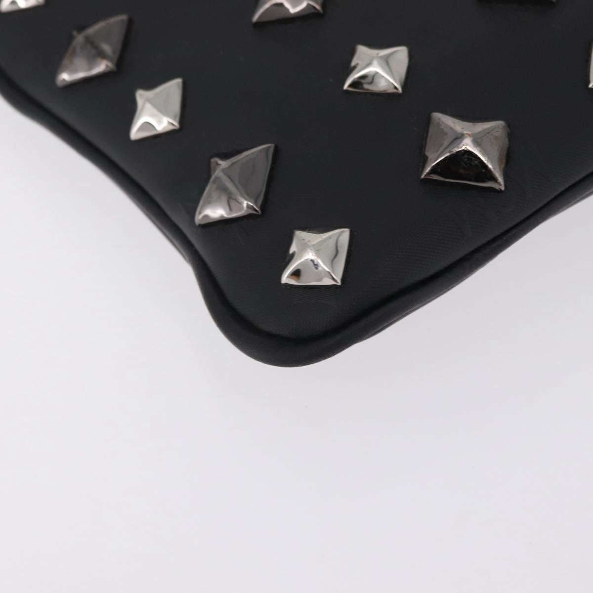 MCM Vicetos Clutch Bag PVC Leather Black Silver Auth mr3058