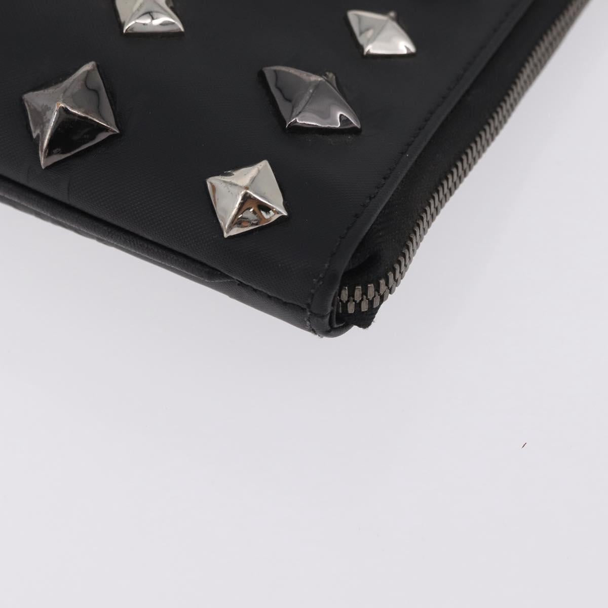 MCM Vicetos Clutch Bag PVC Leather Black Silver Auth mr3058