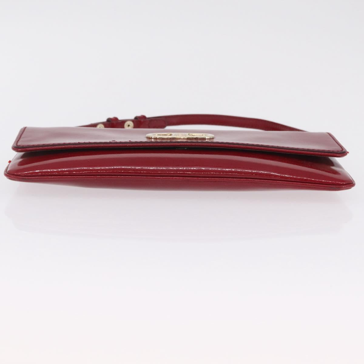 CELINE Triomphe Shoulder Bag Leather Red Gold Tone Auth mr3059A
