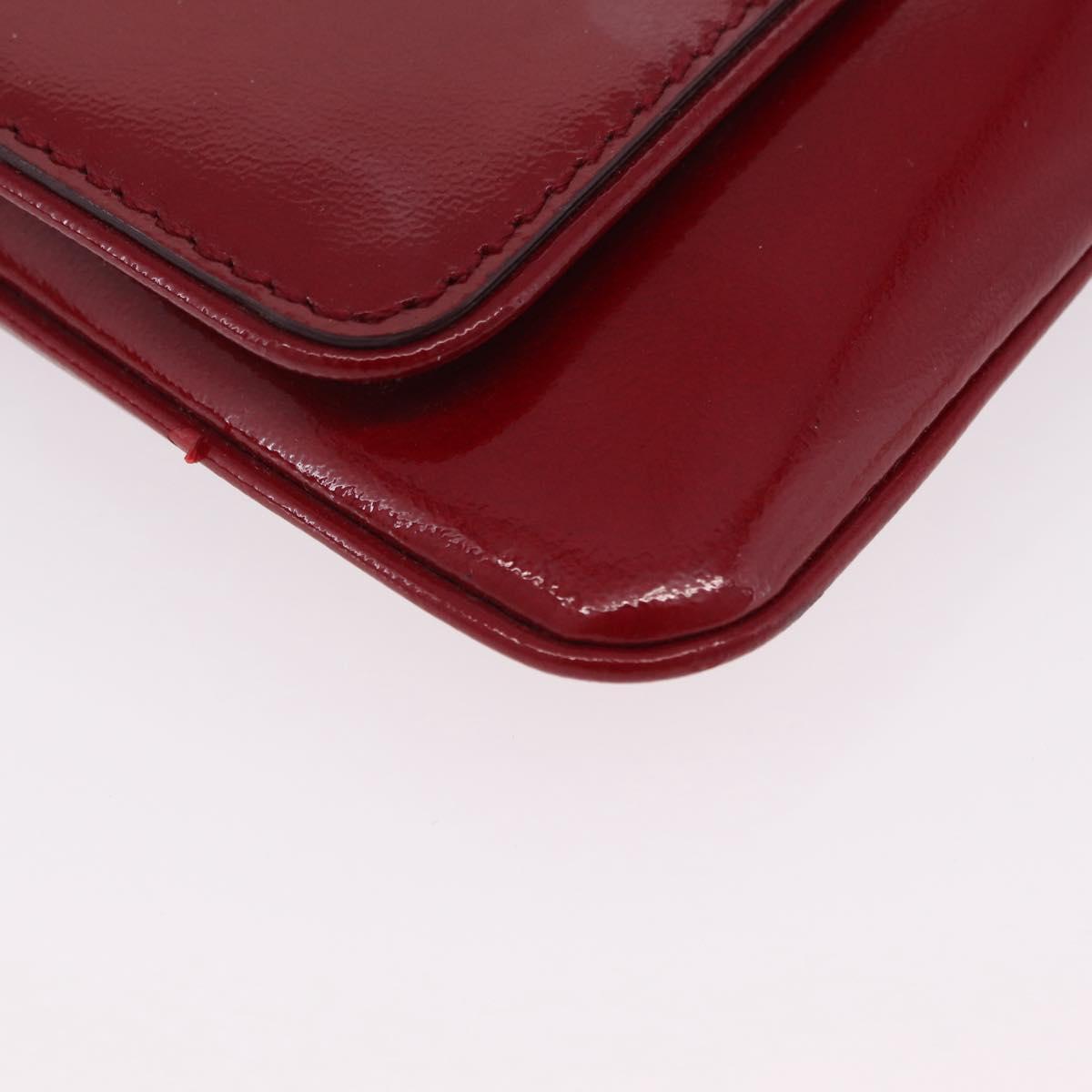 CELINE Triomphe Shoulder Bag Leather Red Gold Tone Auth mr3059A