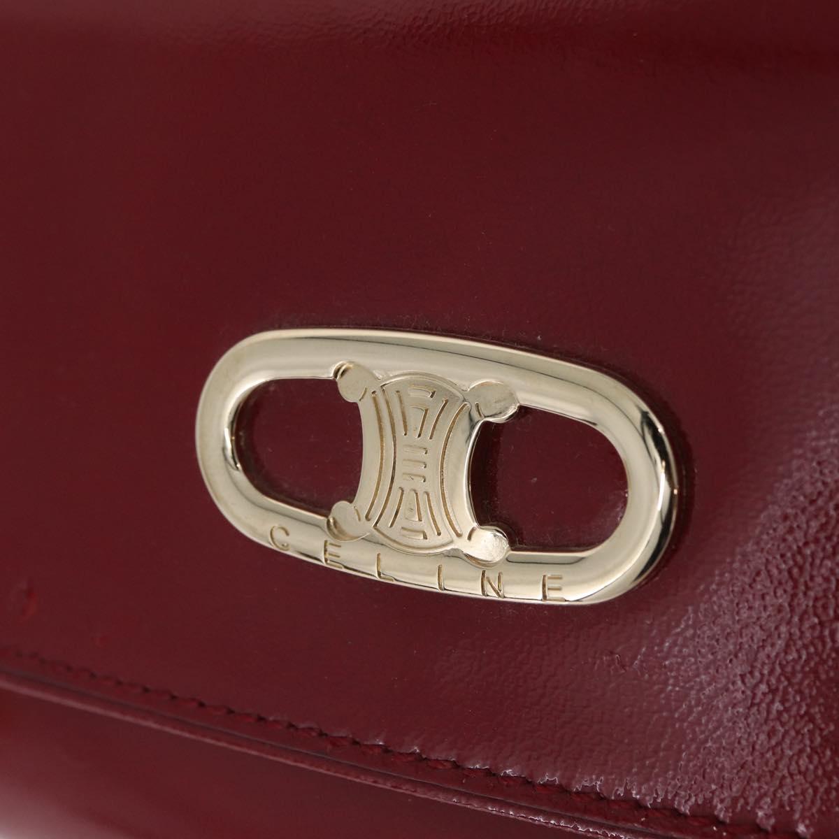 CELINE Triomphe Shoulder Bag Leather Red Gold Tone Auth mr3059A