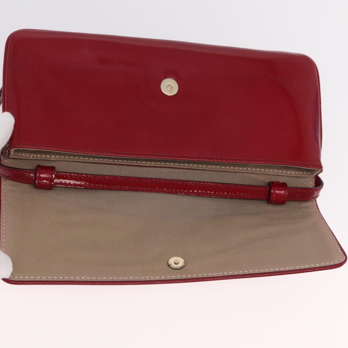 CELINE Triomphe Shoulder Bag Leather Red Gold Tone Auth mr3059A
