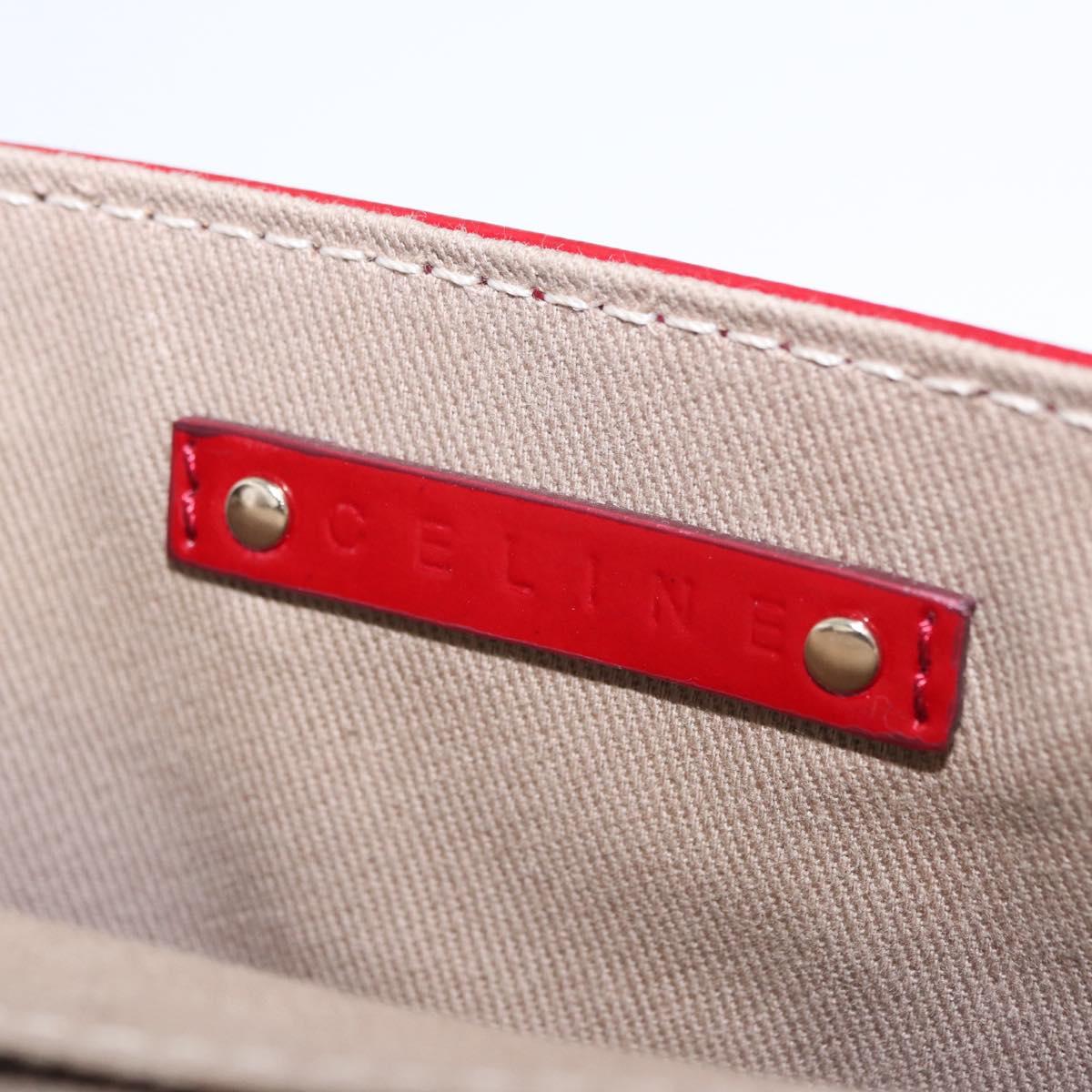 CELINE Triomphe Shoulder Bag Leather Red Gold Tone Auth mr3059A