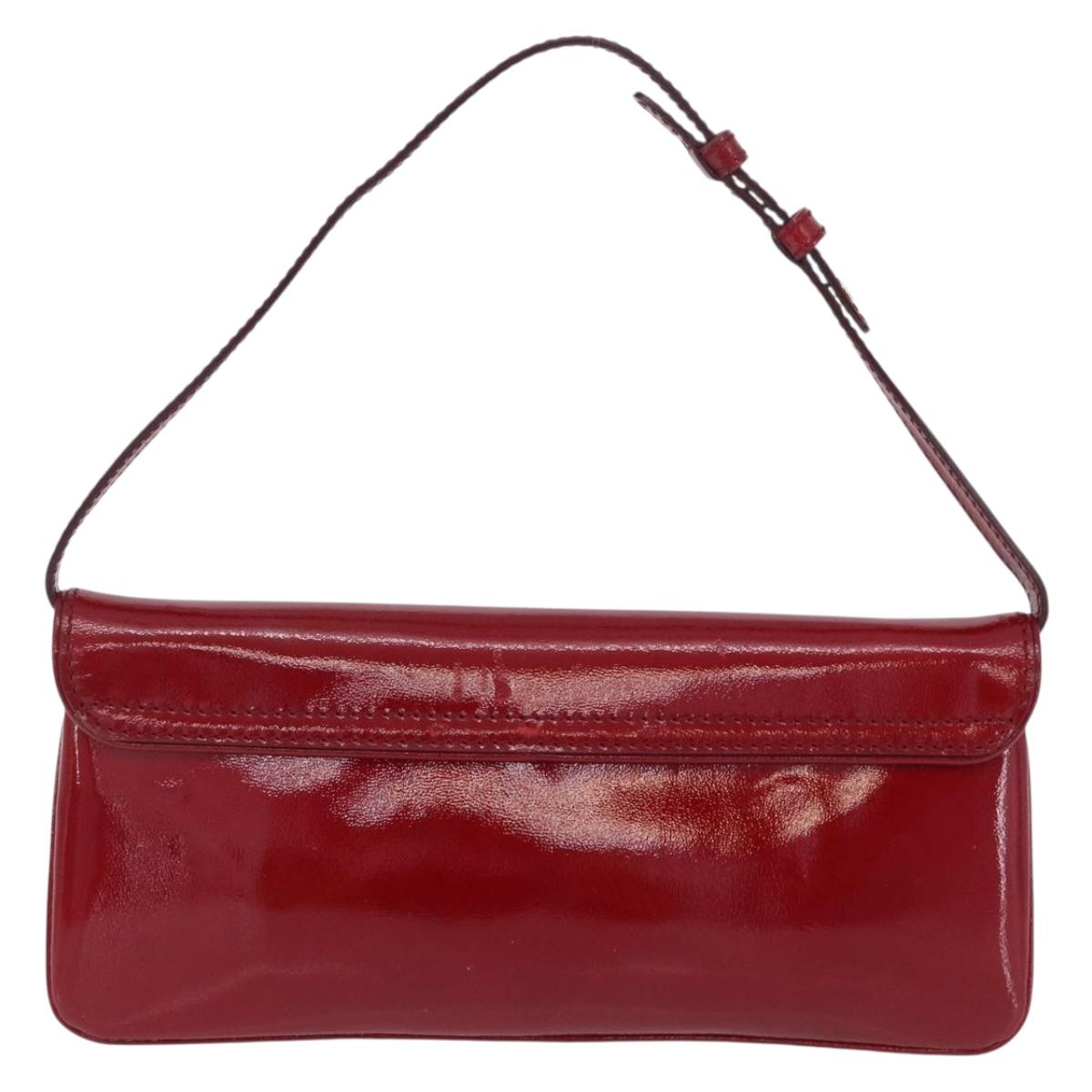 CELINE Triomphe Shoulder Bag Leather Red Gold Tone Auth mr3059A