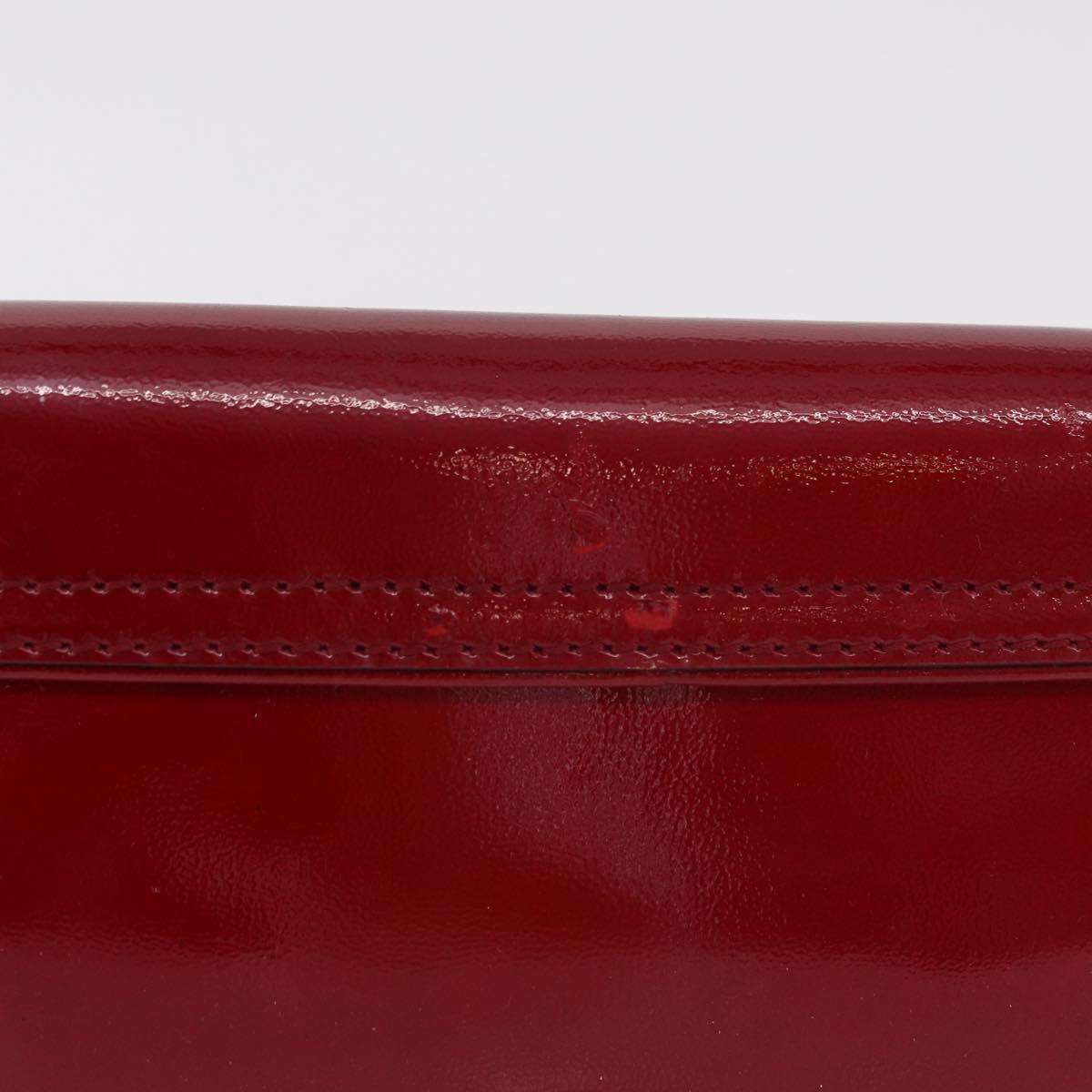 CELINE Triomphe Shoulder Bag Leather Red Gold Tone Auth mr3059A