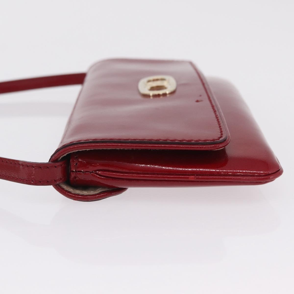 CELINE Triomphe Shoulder Bag Leather Red Gold Tone Auth mr3059A