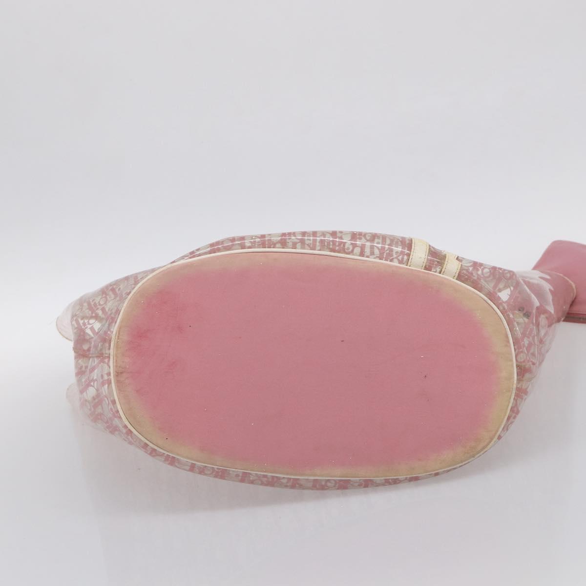 Christian Dior Hand Bag Vinyl Pink White Auth mr3071
